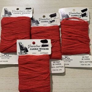 Lot of 4 Grandma's CandleWicking Yarn 100% Cotton 30 Yards 3ply Red #278